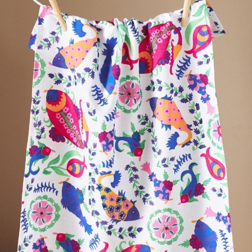 Anthropologie Suzani Fish Dish Towel